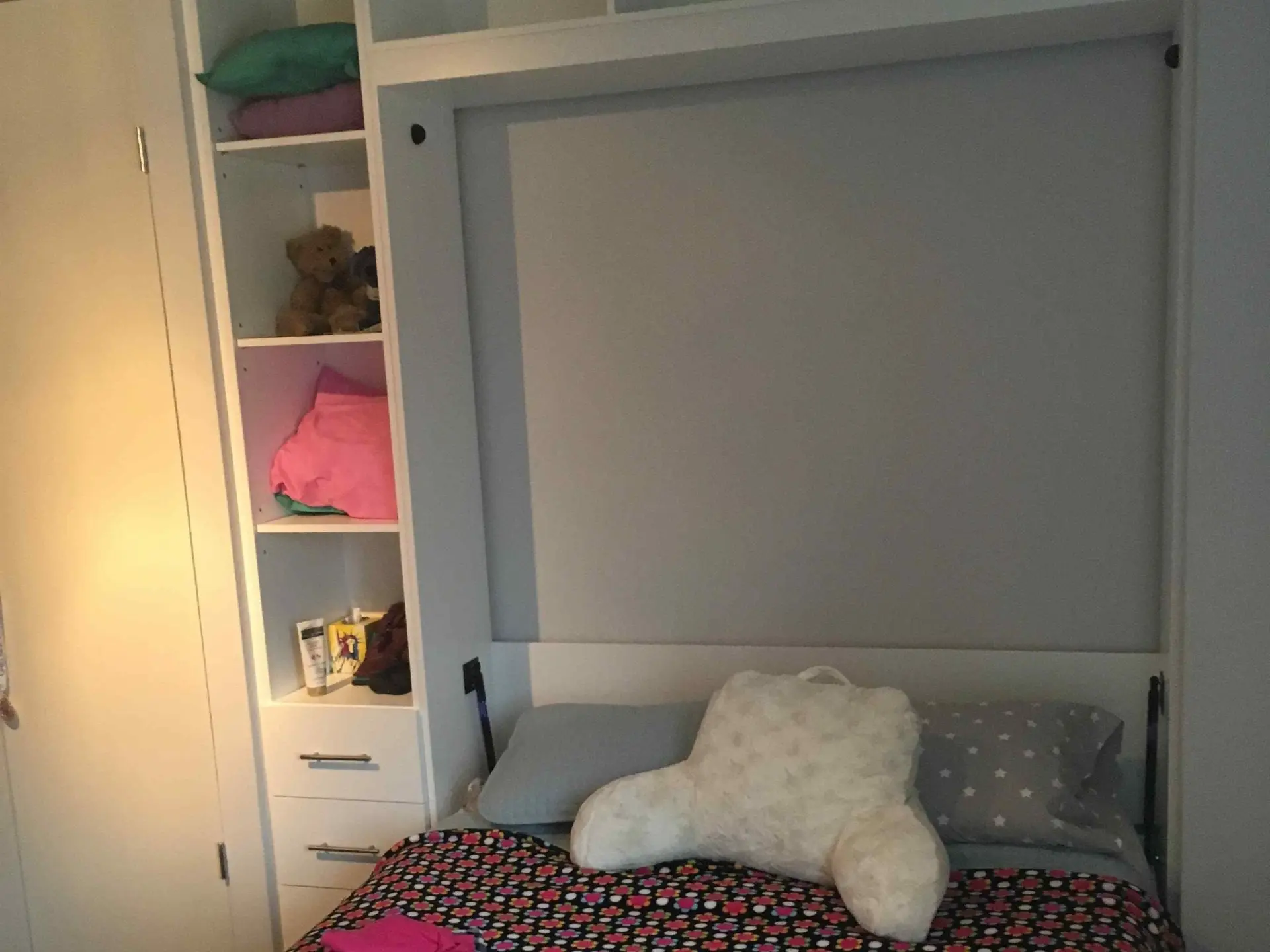Murphy bed with flanking storage
