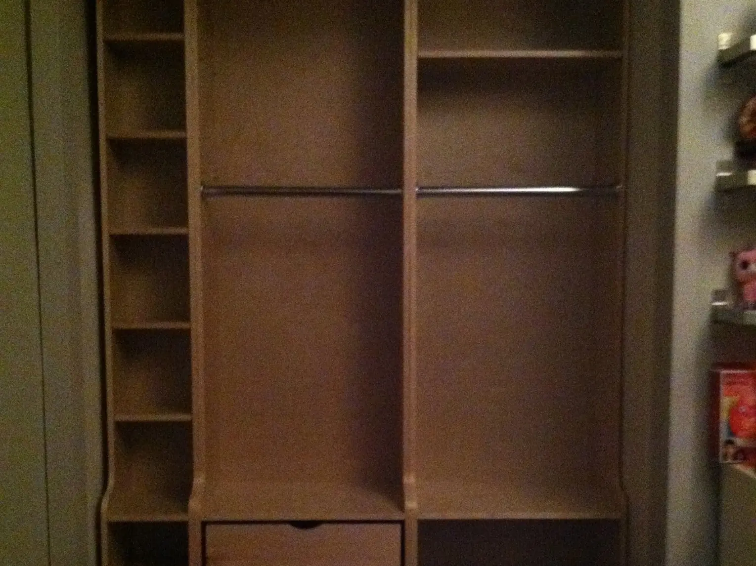Walk-in closet with walnut interior